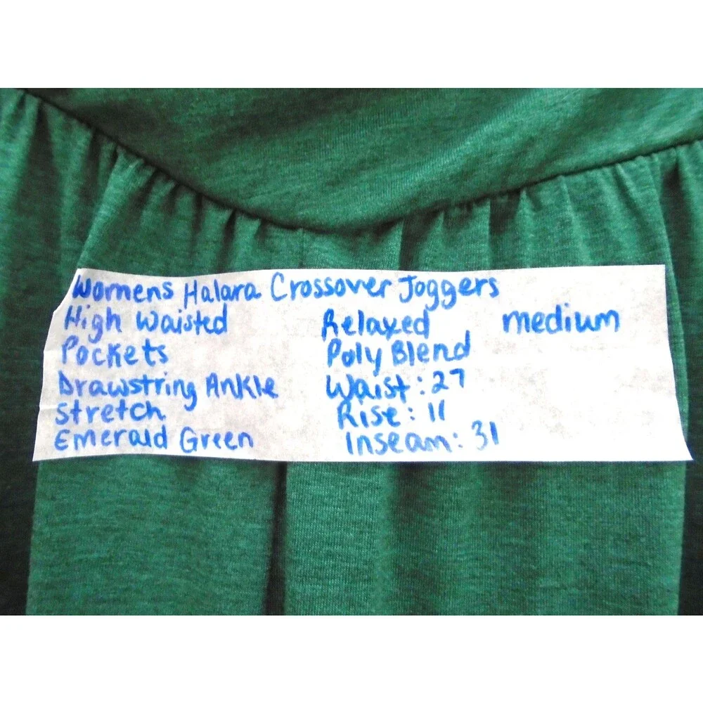Halara Womens High Waisted Crossover Jogger Pant Size M Green Wide Leg Tie Ankle - Picture 5 of 9
